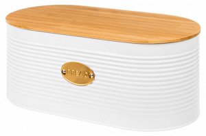 Хлебница 34x18x14 см с бамбуковой крышкой, белая