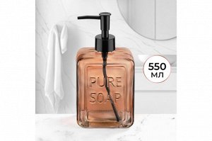 Диспенсер для жидкого мыла 550 мл, размеры 6x9,5x19,5 см, цвет Коралловый