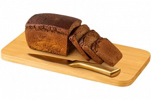 Хлебница черная с бамбуковой крышкой-доской 33x18x13 см (с надписью "Хлеб")
