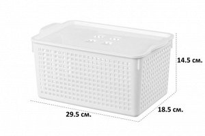 Корзинка с крышкой 5,3 л, 29,5x18,5x14,5 см, белая, стиль Лофт (модель 6441/06)