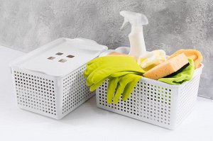Корзинка с крышкой 5,3 л, 29,5x18,5x14,5 см, белая, стиль Лофт (модель 6441/06)