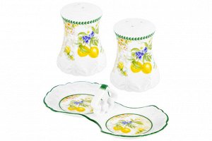Набор для специй 2 пр. 'Лимоны' на подставке, 16,5x9x7,5 см, NEW BONE CHINA