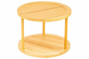 Вращающаяся 2-уровневая подставка из бамбука 24,5x24,5x19,5 см, многофункциональная