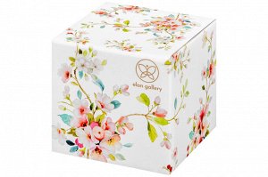 Сахарница 250 мл с ложкой "Яблоневый цвет на белом", NEW BONE CHINA