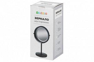 Зеркало двустороннее на подставке El Casa с LED подсветкой, черное, 20,5x13,5x31,5 см
