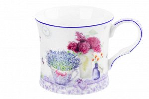 Кружка 250 мл "Лаванда" из NEW BONE CHINA, размеры 11,5x8,5x7,7 см
