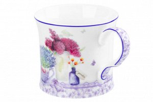 Кружка 250 мл "Лаванда" из NEW BONE CHINA, размеры 11,5x8,5x7,7 см
