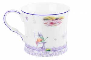 Кружка 250 мл "Лаванда" из NEW BONE CHINA, размеры 11,5x8,5x7,7 см