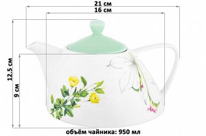 Чайник 950 мл с рисунком "Ботанический атлас" (21*16*12,5 см)