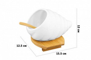 Банка для соли "Ракушка" с деревянной ложкой и подставкой, 260 мл, 15,5x12,5x12 см