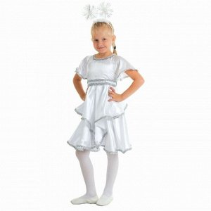 Карнавальный костюм "Снежинка белая", платье, ободок, р-р 64, рост 128 см
