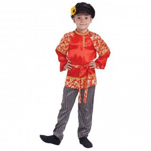 Русский народный костюм для мальчика "Хохлома с золотом", р-р 68, рост 134 см