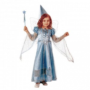 Карнавальный костюм «Сказочная фея», бархат, размер 30, рост 116 см, цвет голубой