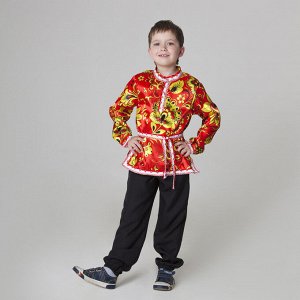 Карнавальная русская рубаха «Хохлома», атлас, р. 34, рост 140 см, цвет красный