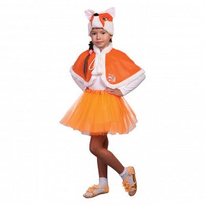 Карнавальный костюм "Лисичка", шапка, пелерина, юбка, р-р 28, рост 98-104 см