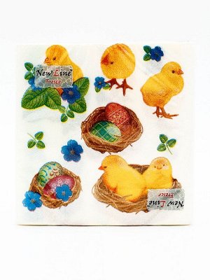 Пасхальные салфетки бумажные New Line Fresco «Пасхальные цыплята», 2 слоя, 33х33 см, 20 шт