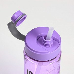 Бутылка для воды спортивная, с трубочкой, фиолетовая, 24.5x8.5 см