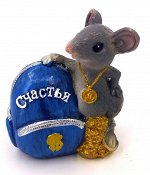 Фигурка-копилка мышь с синим рюкзачком &quot;счастья&quot;
