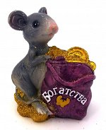 Фигурка-копилка мышь с сиреневым рюкзаком &quot;богатства&quot;