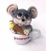 Фигурка-копилка мышь в белой чашке