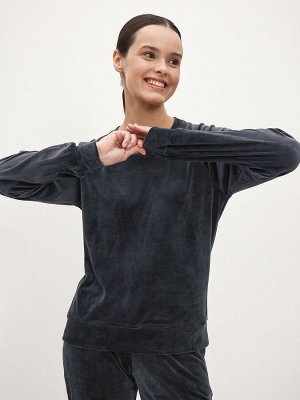 Костюм женский из свитшота и брюк из стрейч велюра Люкс графит