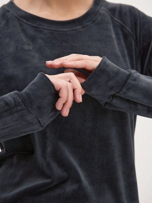 Костюм женский из свитшота и брюк из стрейч велюра Люкс графит