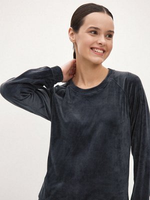Костюм женский из свитшота и брюк из стрейч велюра Люкс графит