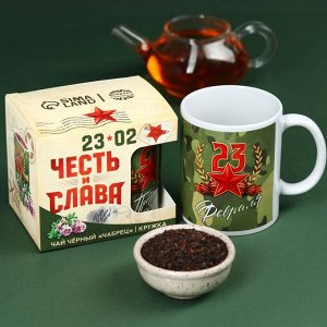 Подарочный набор «Честь и слава», чай чёрный с чабрецом 50 г., кружка 300 мл.