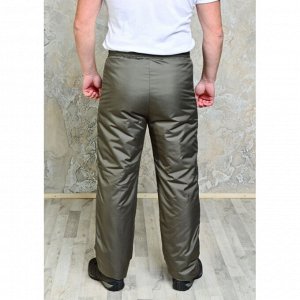 Фабрика 12 Утепленные синтепоном мужские брюки на поясе- резинка, цвет-хаки