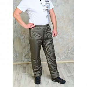 Фабрика 12 Утепленные синтепоном мужские брюки на поясе- резинка, цвет-хаки