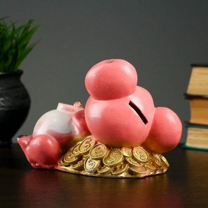 Копилка "Мышка купается в деньгах" 15х10х17см  розовая