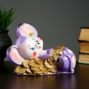 Копилка "Мышка купается в деньгах" 15х10х17см  фиолетовая
