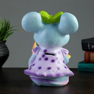 Копилка "Мышь в платье с сыром" 20 см  фиолетовая