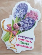 Магнит виниловый с декоративным элементом Сюрпризов приятных, цветов ароматных!