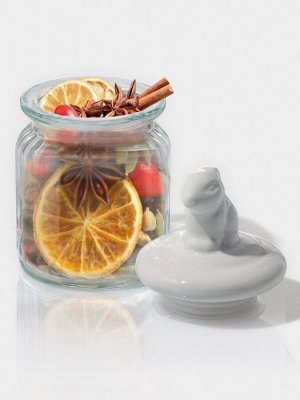 Банка для сыпучих продуктов Доляна «Зайка», 230 мл, с керамической крышкой, стекло, прозрачная