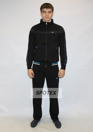 Спортивный костюм мужской из трикотажа AL-2119 черный с голубым