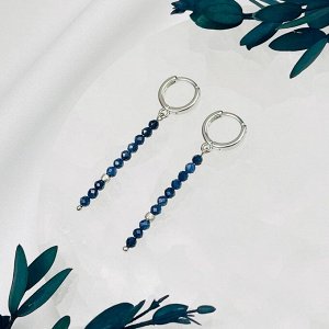 Серьги длинные из камня Сапфир