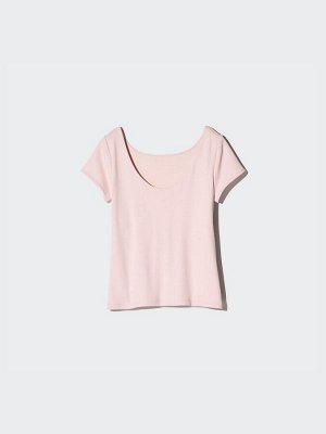 UNIQLO AIRism - хлопковая футболка с чашечками и полуоткрытой спиной - 36 BROWN