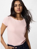 UNIQLO AIRism - хлопковая футболка с чашечками и полуоткрытой спиной - 10 PINK