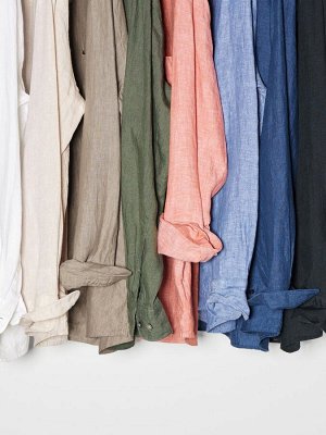 UNIQLO - мужская рубашка из премиального льна - 13 RED