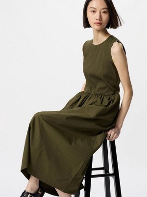 UNIQLO - комбинированное платье без рукавов увеличенной длины - 36 BROWN