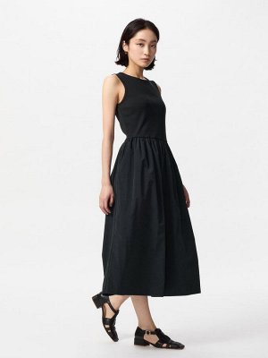 UNIQLO - комбинированное платье без рукавов укороченной длины - 09 BLACK
