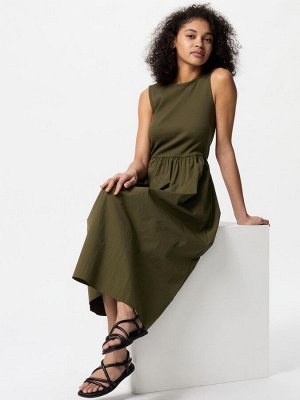 UNIQLO - комбинированное платье без рукавов - 36 BROWN