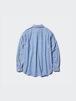 UNIQLO - рубашка из шамбре с длинными рукавами - 61 BLUE