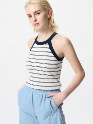 UNIQLO - полосатая майка с чашечками из хлопка - 00 WHITE
