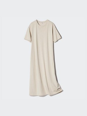 UNIQLO AIRism — хлопковое платье-футболка свободного силуэта - 56 OLIVE