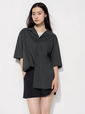 UNIQLO - рубашка с открытым воротником - 57 OLIVE