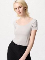 UNIQLO AIRism - женская футболка с U-образным вырезом - 02 LIGHTGRAY