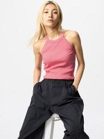 UNIQLO - майка в рубчик со вставными чашечками - 12 PINK