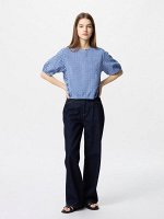 UNIQLO - клетчатая блузка из сирсакера - 65 BLUE